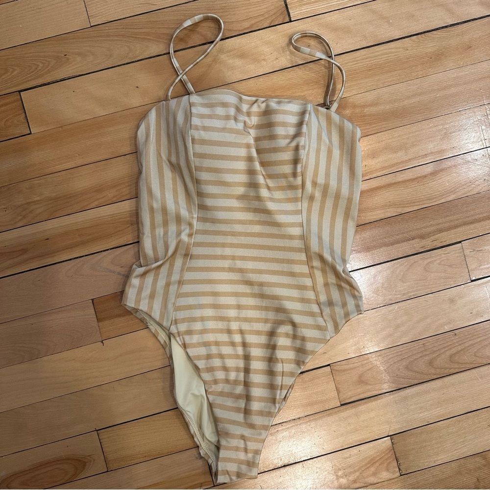 Tigerlily Tan and Gold Striped Swimsuit